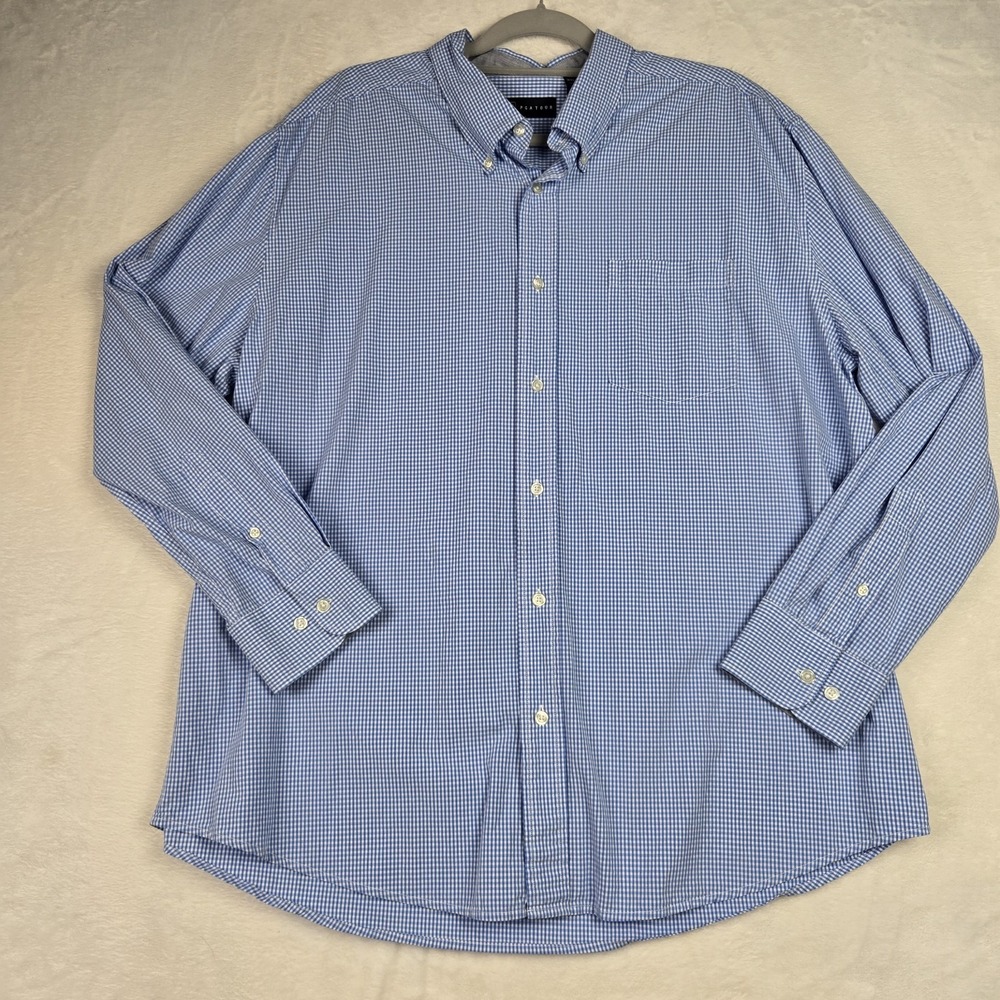 PGA Tour Men's Blue White‎ Gingham Button Down Shirt Size XXL Long Sleeve - Picture 2 of 7